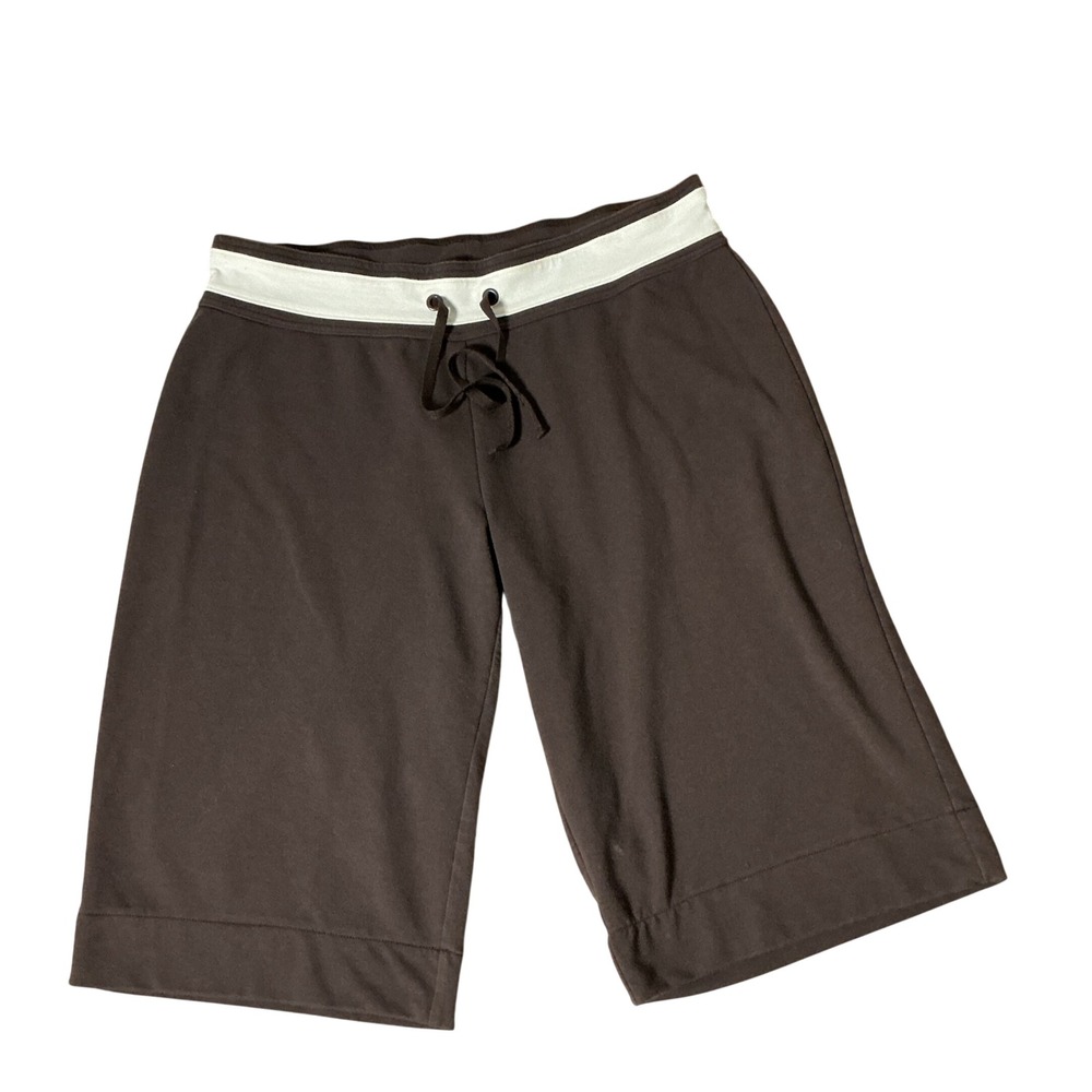 SB Active Comfy Lounge Y2K Womens XL Brown White Trim Drawstring Sweat Shorts‎